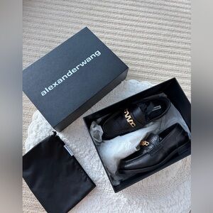 NIB Alexander Wang Carter Loafers - Black Lizard Embossed - Size 36.5